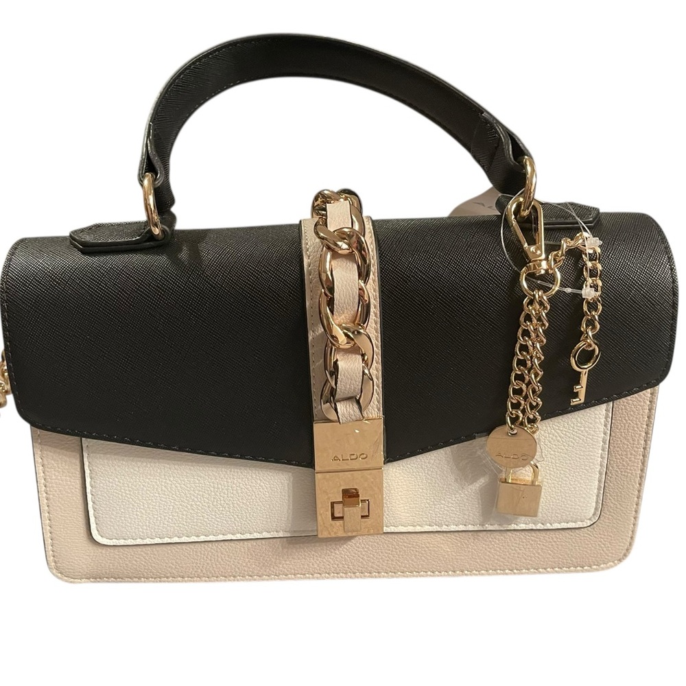 Aldo Colorblock Crossbody Bag in Black and Cream - Picture 2 of 5